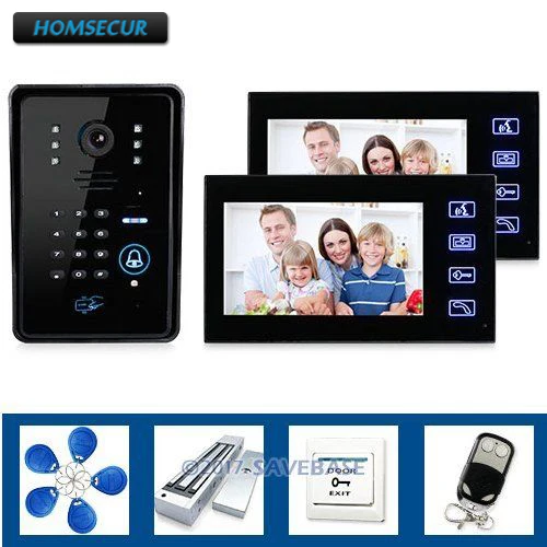 HOMSECUR New 7\ Video Door Phone Intercom IR Camera Keypad Keyfobs Remote Magnetic Lock