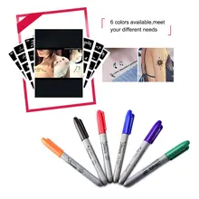 6Pcs/set 6 Colors Tattoo Pen Permanent Markers Wonderful Eco-friendly Marker Pen Sharpie Fine Point Permanent Marker