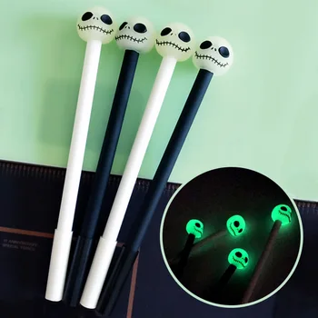 

36 pcs/lot Luminous Skull gel pen Cute 0.5mm black ink Neutral pens office school writing supplies Stationery Promotional gift