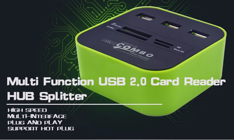 NEO Star 3 Порты и разъёмы USB 2.0 концентратор Card Reader для SD/TF/MMC/M2/MS/ МП все в одном Combo сплиттер для Тетрадь портативных ПК светодиод высокой