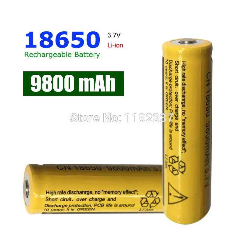 10 шт. 18650 Батарея 3,7 в 9800 мАч литий-ионная аккумуляторная батарея для светодиодного фонарика литиевая батарея сотового 18650