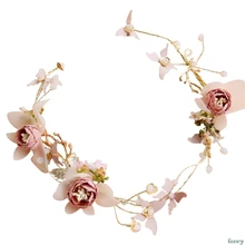 Свадебная лента для волос ручной работы цветочный цветок Гирлянда головные уборы свадебная Ювелирная тиара