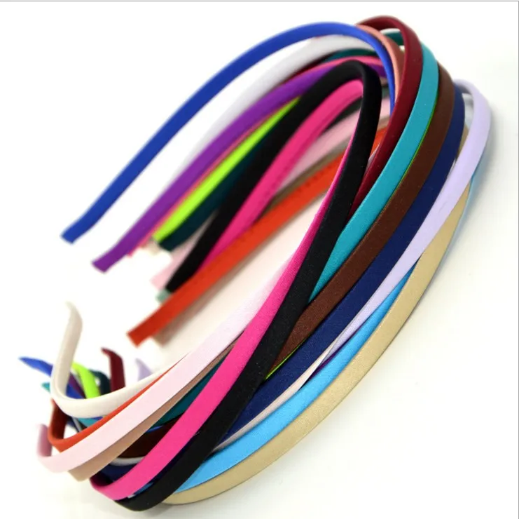 

Girls Head Hoop Hair Clasp For Women Colored Satin Covered metal Hairbands Ribbon Covered HeadBand Hair Accessory 5mm