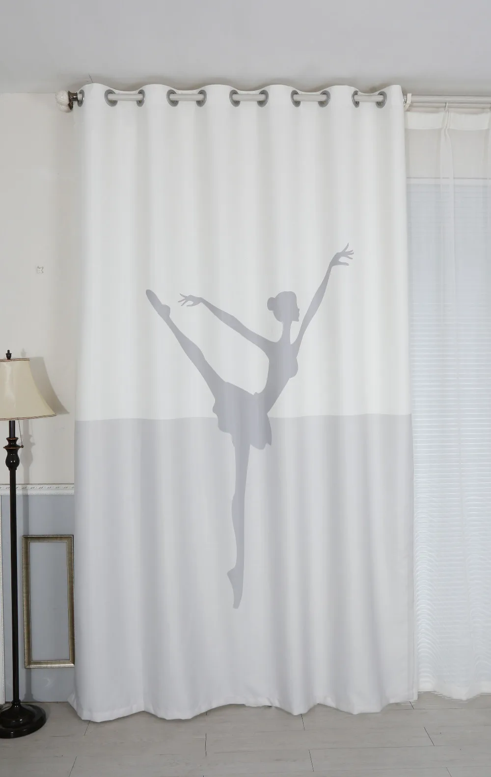 Senisaihon 3d Blackout Curtains Cartoon White Ballet Woman Pattern