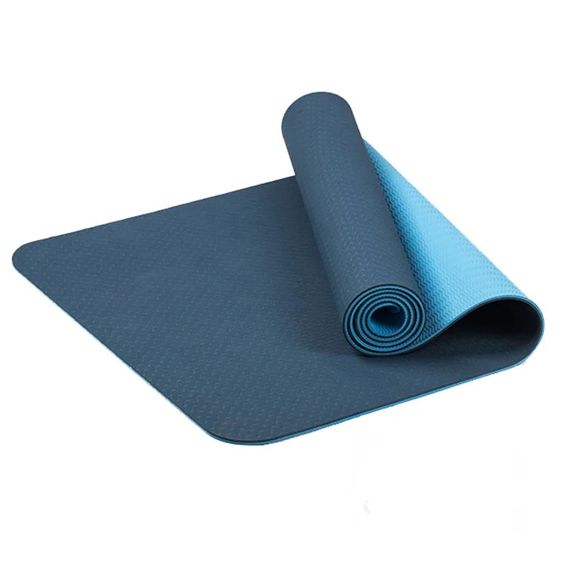 183*61 см 6 мм толстый двойной цвет нескользящий ТПЭ Коврик для йоги качественный Спортивный Коврик для занятий фитнесом тренажерный зал домашний безвкусный коврик - Цвет: Синий
