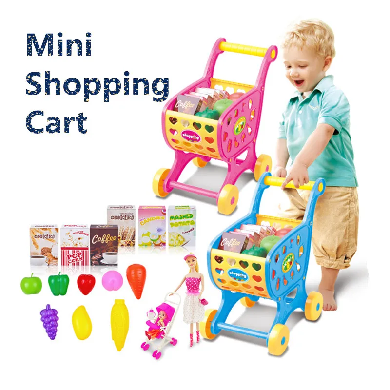 Kids Shopping Cart Toy Pretend Play Toys For Children Mini Trolley With