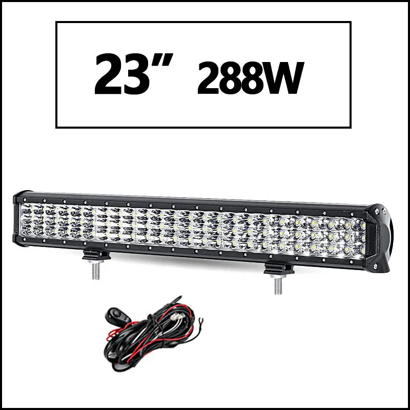 Oslamp 1" 20" 2" 28" 3" 44" 3-строки, светодиодные панели offroad combo Луч работы свет бар DC12v 24 В Грузовик внедорожник ATV 4WD 4x4 привело бар - Цвет: 23inch with wire