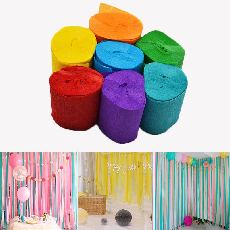 10M/Roll Crepe Paper Streamers DIY Paper Bouquet Curling For Home Wedding Birthday Party Baby Shower Decorations Background 75z