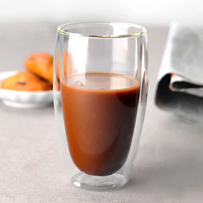 Бытовая Посуда для напитков термостойкие двухслойные Стеклянные чашки для чайной церемонии кунг-фу Кофе Молоко стеклянная чашка(450 мл