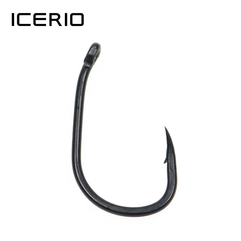 

ICERIO 30pcs/pack Matte Black Teflon Coated Strong Carp Fishing Hooks Micro Barb Withy Pool Rig Hook
