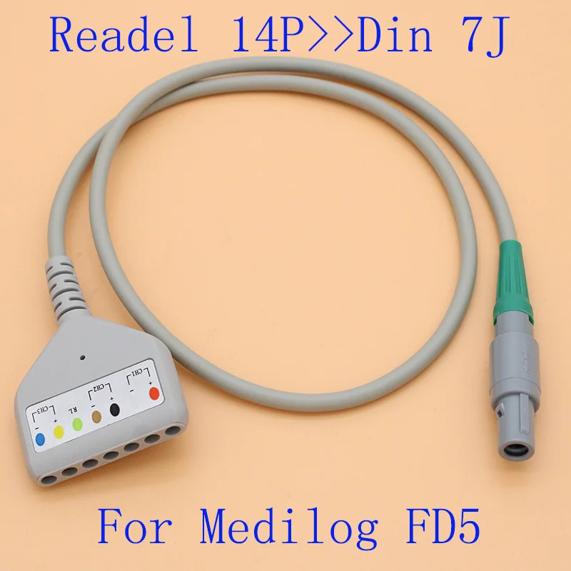 Readel 14P к разъему din 7 свинцовый ЭКГ EKG holter многоканальный магистральный кабель и