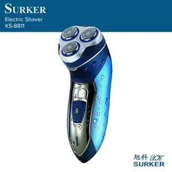 SURKER KS-8811 моющиеся Перезаряжаемые электробритва триммер для бороды 3 головки Бритвы Для мужчин Уход за лицом ЕС Plug подарок на день отца