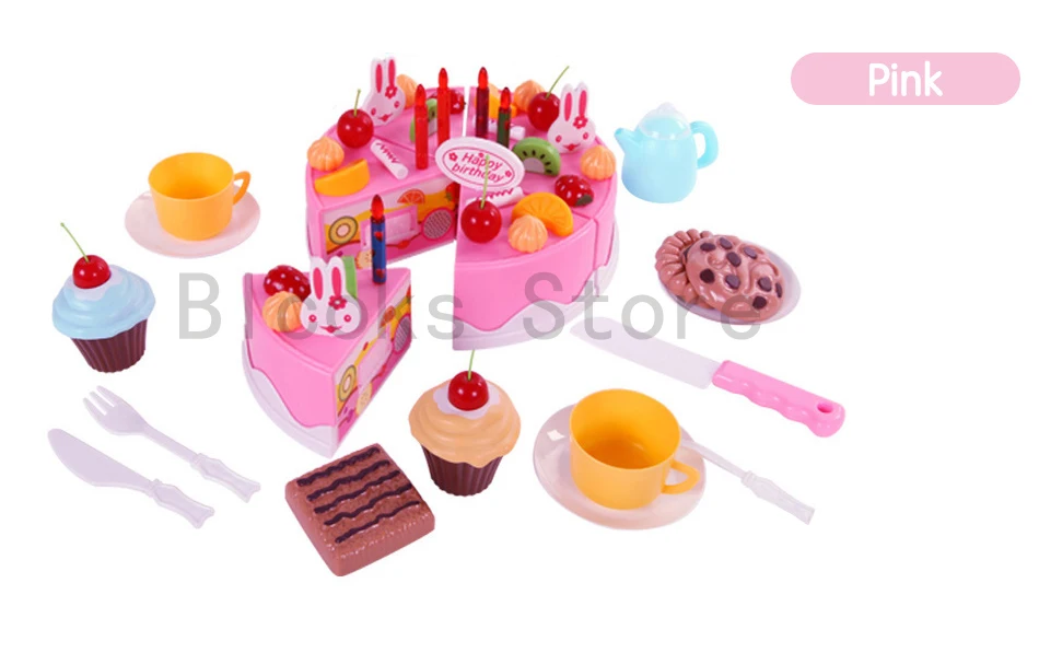 38-75 шт DIY ролевые игры фрукты разрезание торта ко дню рождения кухонная игрушечная еда Cocina De Juguete игрушка розовый синий подарок для девочек для детей
