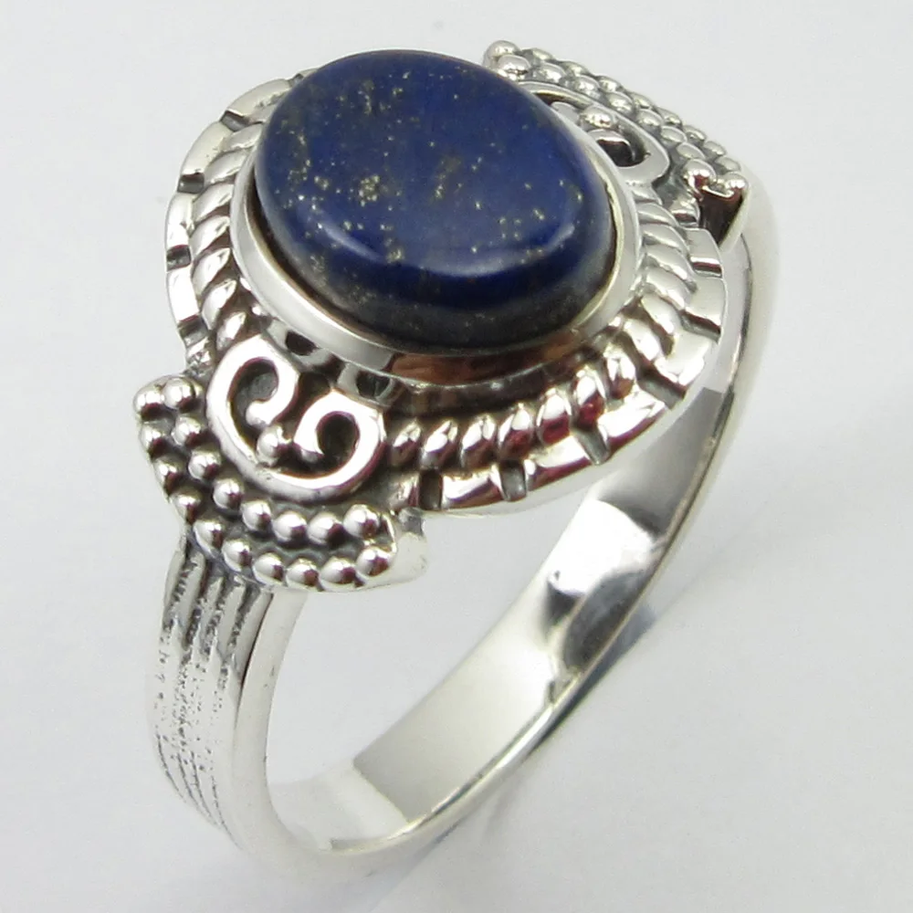 

0. Pure Silver Lapis Lazuli Ring Size 8.75 Ladies Gems Jewelry Unique Designed