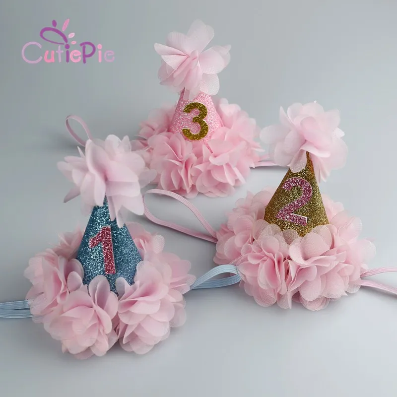 Мини-головная повязка для дня рождения с розовым цветком для девочек, детский головной убор для дня рождения