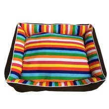 High quality Thick Colorful Stripes Pet Dog Beds House Sofa For Puppy Cat Mat Home Dog Products Pet Supplies