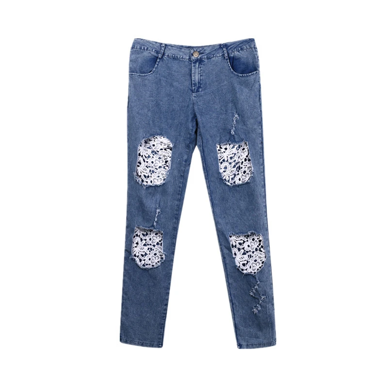 Plus Size Pantalon Femme Vintage Lace Floral Spliced
