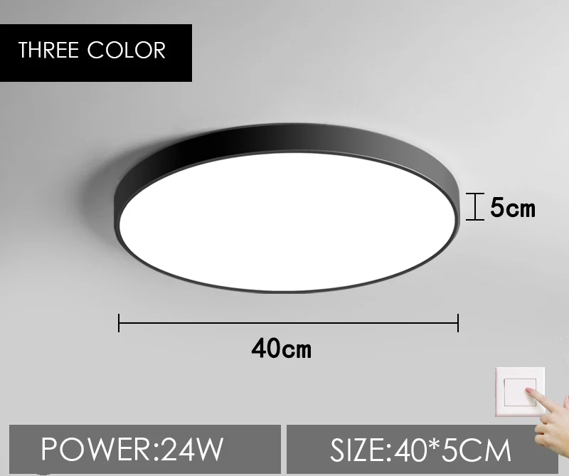 Светодиодный потолочный светильник современная лампа для гостиной светильник для спальни кухни поверхностное крепление скрытая панель Пульт дистанционного управления - Цвет корпуса: three  color light