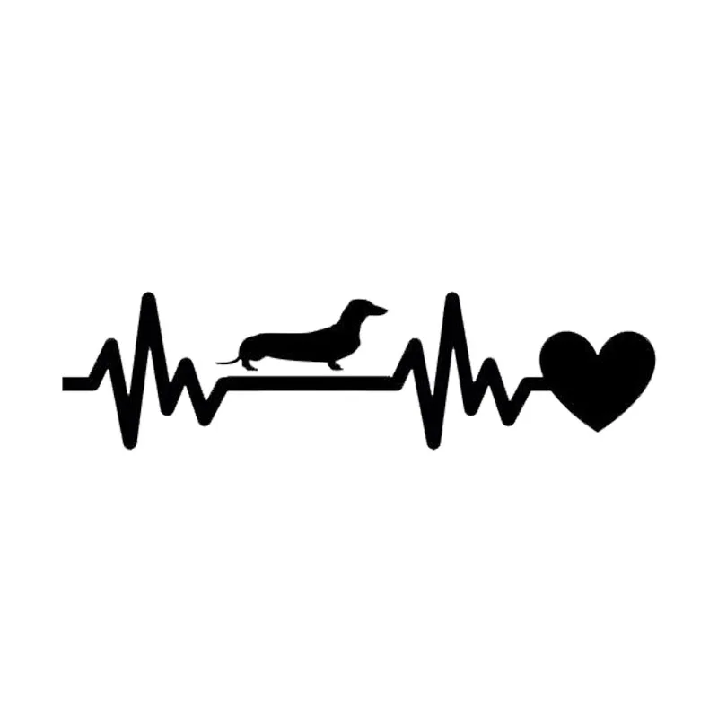 19*5CM Dachshund Heartbeat Lifeline Vinyl Car Stickers Creative Cartoon Decorative Decals Black/Silver C6-1244 | Автомобили и