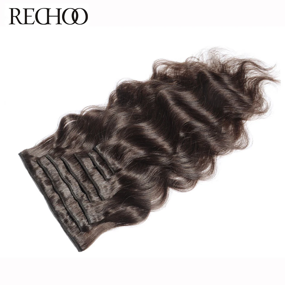 Rechoo бразильские волосы Remy для наращивания на клипсе волнистые человеческие