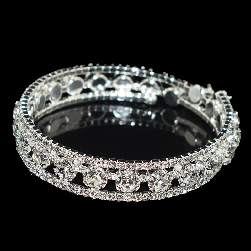 Silver Plated Crystal Rhinestone Bracelets & Bangles for women Adjustable Wedding Jewelry Gifts