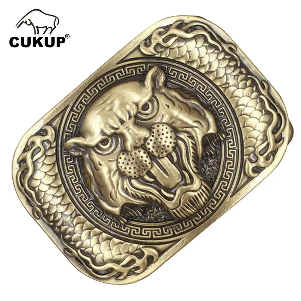

CUKUP New Brand Name Unique Design Animal Pattern Solid Brass Buckle Metal for 3.7-3.9cm Wide Belt Paties Buckles for Men BRK001