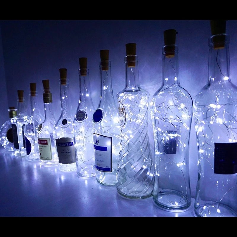 

String Lights 2M 20LEDS Wine Bottle Lights With Cork Built In Battery LED Cork Shape Silver Wire Colorful Fairy Mini