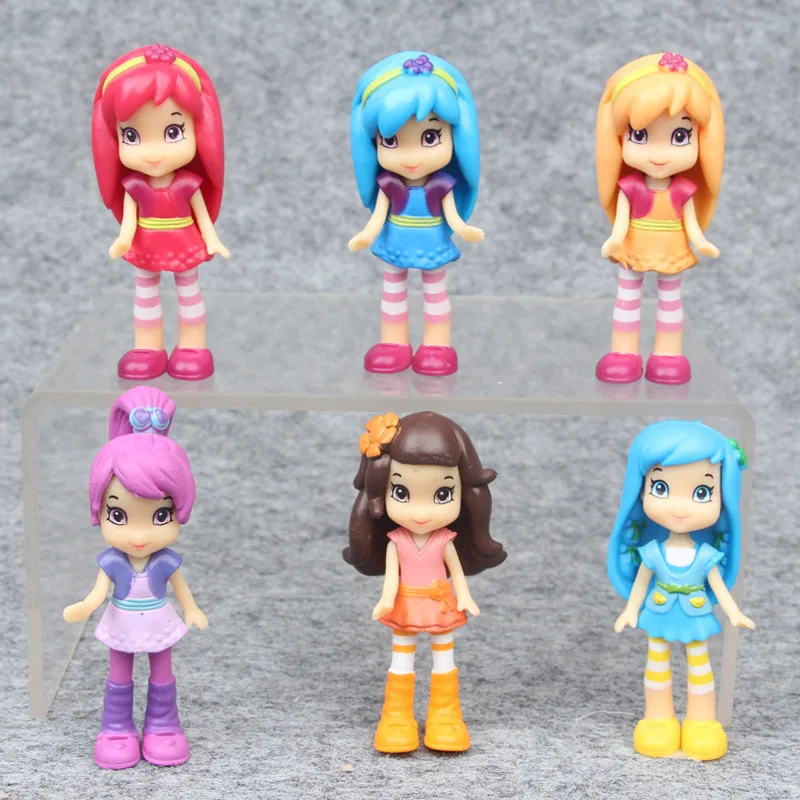 

Cute Cartoon 6 Style Strawberry Shortcake Girls Action Figure Toys 7 Cm PVC Princess Dolls Collection for Kids Gift