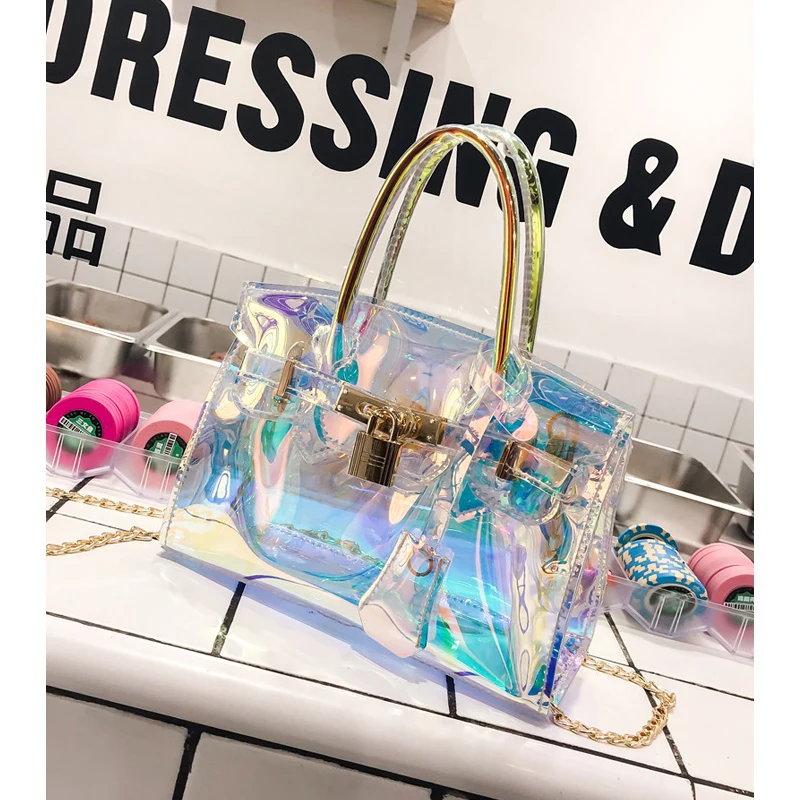 

Fashion MINI Transparent Bag Laser Clear Jelly Bag Purses and Handbags Sac Femme Crossbody Bag of Women 2020 Small Clutch Bolsa