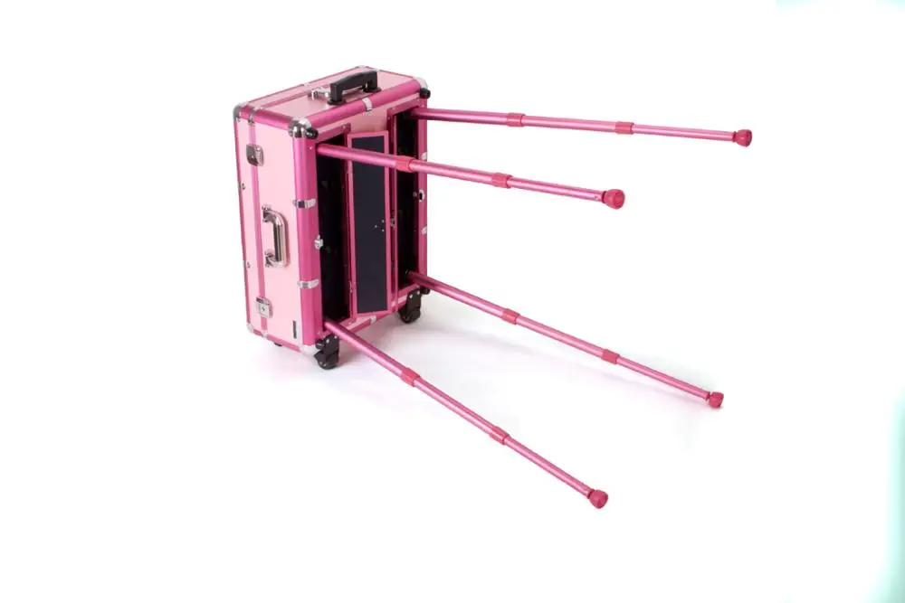 Rolling Studio Makeup Artist Cosmetic Case w/ 6x 40W Light Bulb Adjustable Leg Mirror Cosmetic Black Train Table Rolling Studio Makeup Artist Cosmetic Case w/ 6x 40W Light Bulb Adjustable Leg Mirror Cosmetic Black Train Table