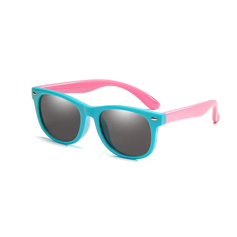 Поляризационные детские солнцезащитные очки с резиновой оправой, чехол для мальчиков и девочек, силиконовые защитные солнцезащитные очки, подарок для детей, малышей, UV400, Gafas - Цвет линз: R01 C8