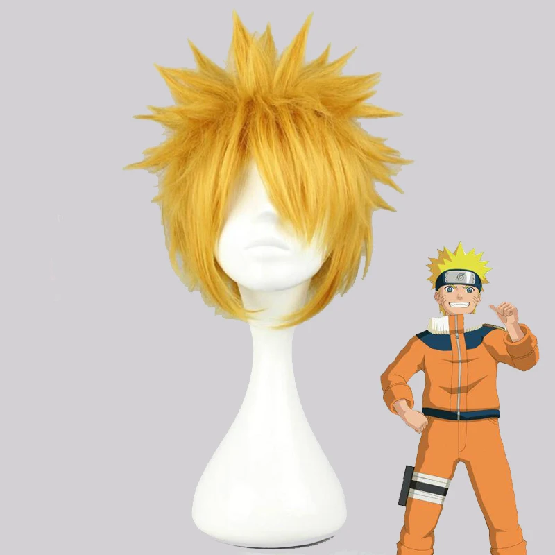 Anime NARUTO Uzumaki Naruto Yellow Wig Cosplay Costume Men Women Short