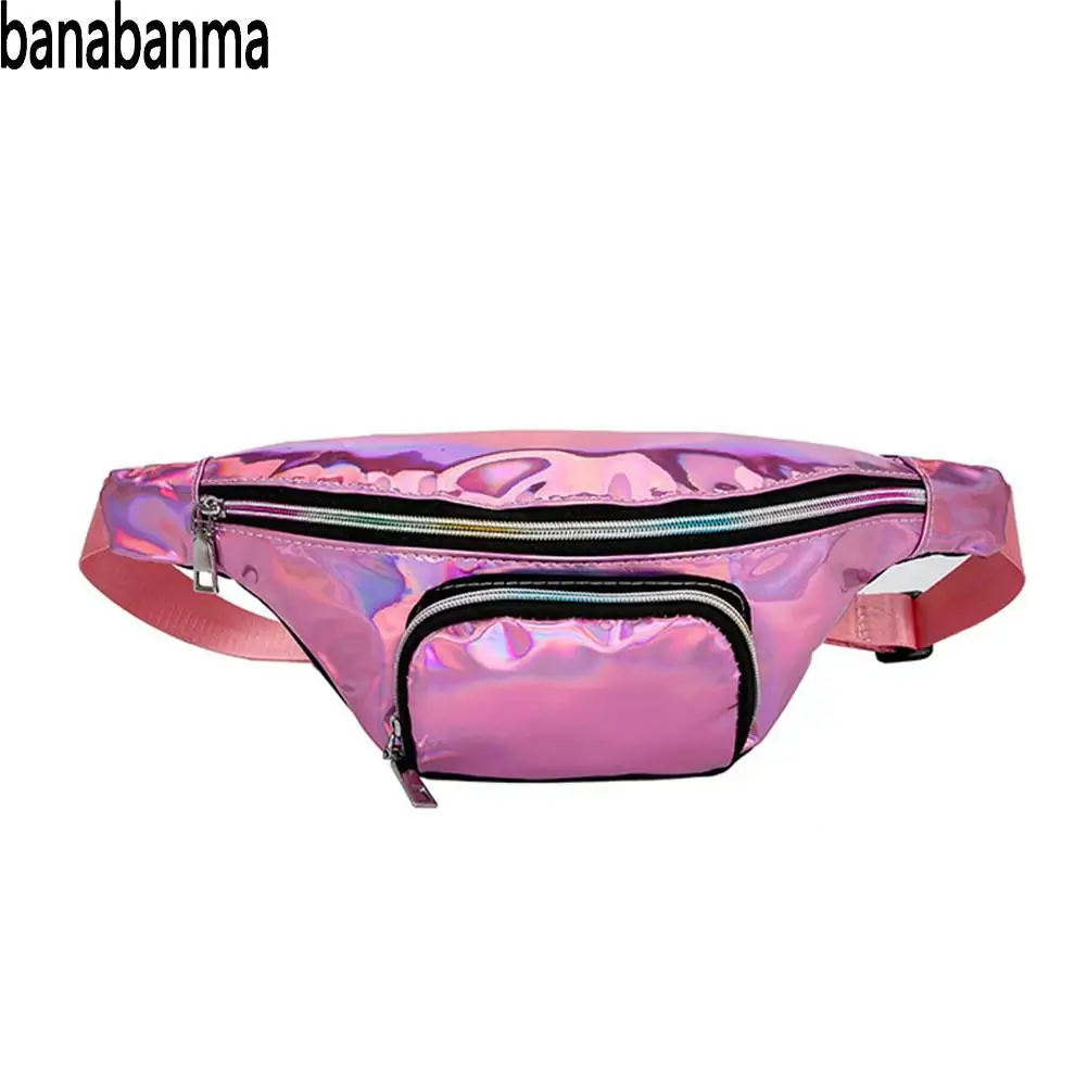 Banabanma Женская поясная сумка с лазерным градиентом цветная двухслойная