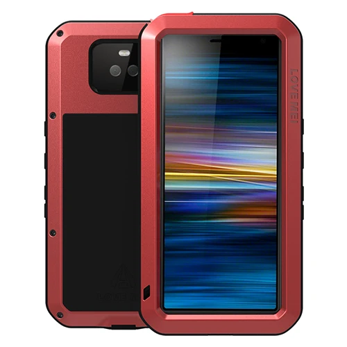 red LOVE MEI металлический алюминиевый чехол для sony Xperia 10, мощный защитный противоударный водонепроницаемый чехол для sony 10/10 Plus, чехол s - Цвет: red