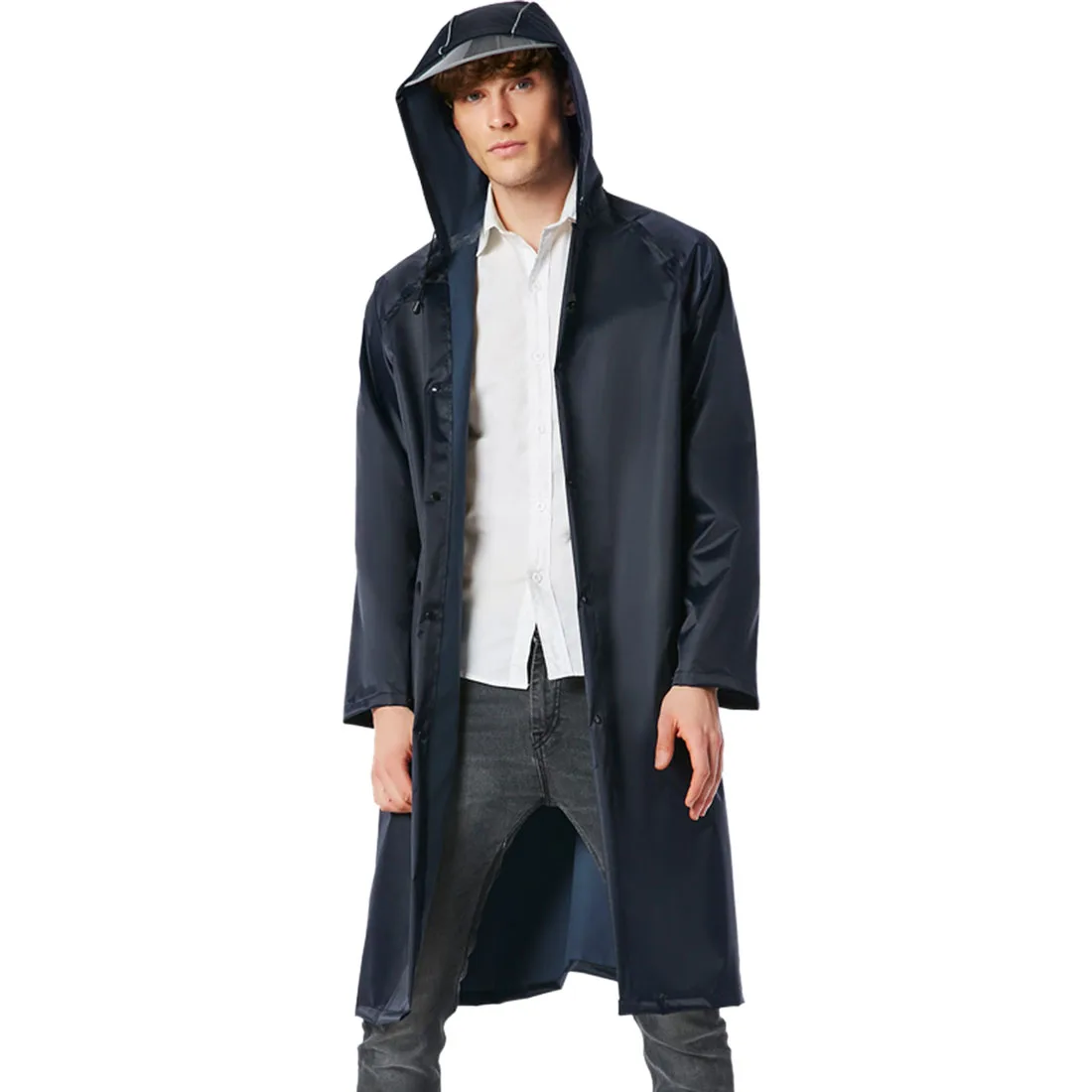 Long Raincoat Women Men Cloak Waterproof Windproof Light Hooded Rain Coat Poncho