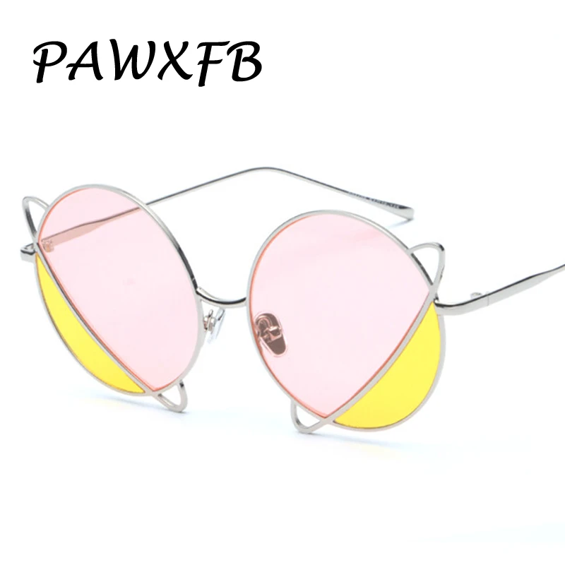 PAWXFB 2018 новые круглые солнцезащитные очки двойные цвета для женщин вождения