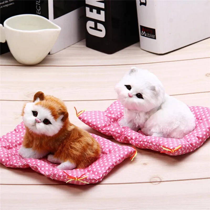 

2017 Lovely Simulation Animal Doll Plush Sleeping Cats Toy with Sound Kids Toy Birthday Gift Doll Decorations stuffed toy 883045