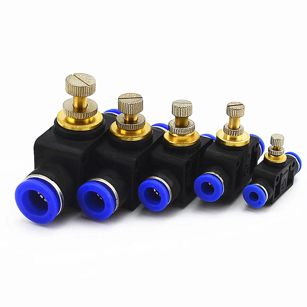 Pneumatic Airflow Regulator 4mm 12mm OD Hose Tube Gas Flow Adjust Valve
