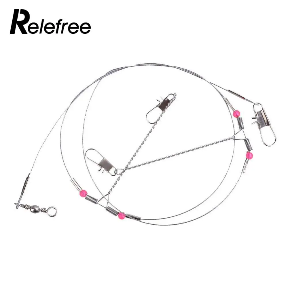 

Relefree Wire Line Trace Leader Steel 2 Arm Fishing Tackle Tool Rig Lure Swivel 60LB 75cm