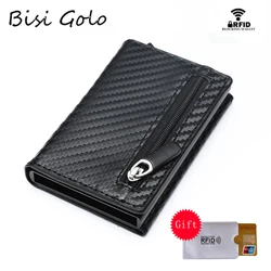 BISI GORO New RFID Wallet 2019 Antitheft Aluminum Box ID Card Holder PU Leather Pop Up Card Case Magnet Carbon Fiber Coin Purse BISI GORO New RFID Wallet 2019 Antitheft Aluminum Box ID Card Holder PU Leather Pop Up Card Case Magnet Carbon Fiber Coin Purse