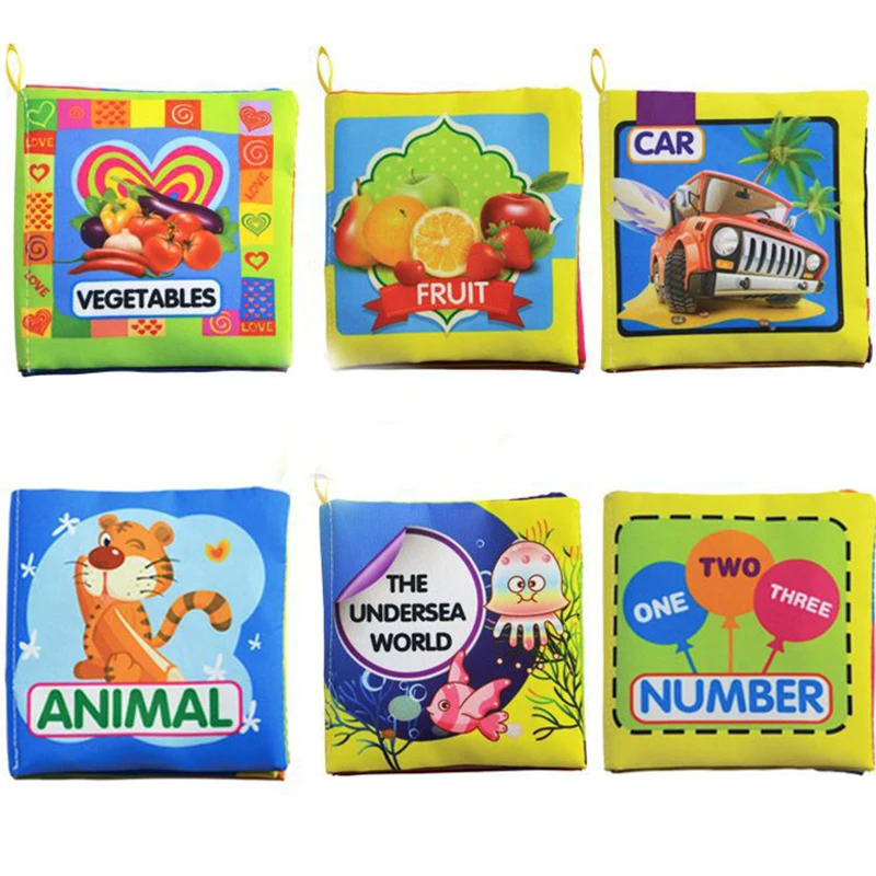

Education Baby Toy 0-12 Months Intelligence Development Cloth Book Soft Rattles Unfolding Activity Books Cute Animals Kids Toys