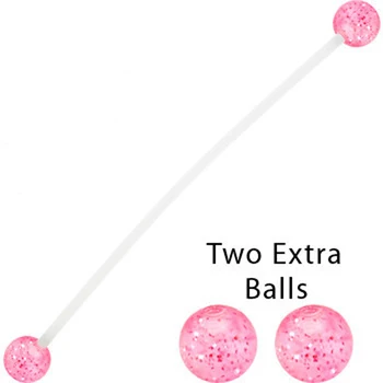 

30pcs/lot PTFE Pregnant Belly Rings Pink GLITTER Acrylic Ball Pregnant Piercing Navel Flexible Bioflex Belly Button Ring