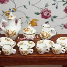 Кукольный домик Миниатюрный 1:12 игрушка 17 шт. Дракон узор Porcelaine Чайный набор L-105