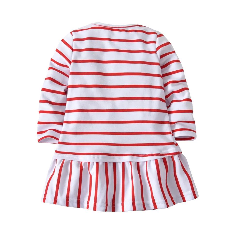 Baby Girls Merry Christmas Dress Kids Cotton Long Sleeve Santa Striped Princess Dresses Toddler Girl Appliques Vestido Clothes (2)