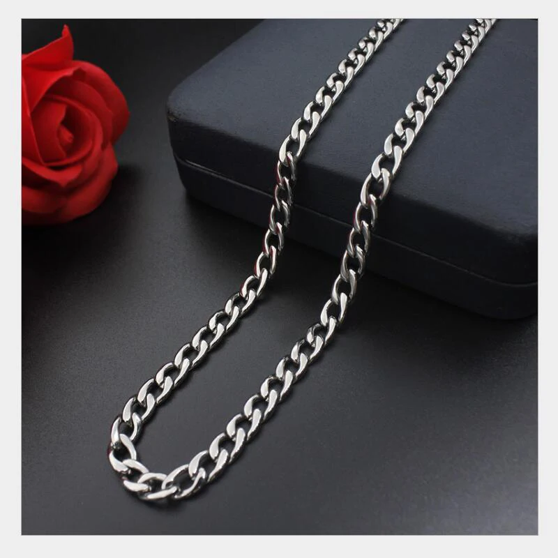 

Mens Titanium Jewelry 3/5/7MM 20" 22" 24"inch Stainless Steel Silver Long Necklace