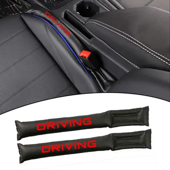 

Muchkey Universal Car Seat Gap Filler Pad Leather With Driving Reflective Words Auto Seat Slot Plug Protective Seat Covers 2Pcs