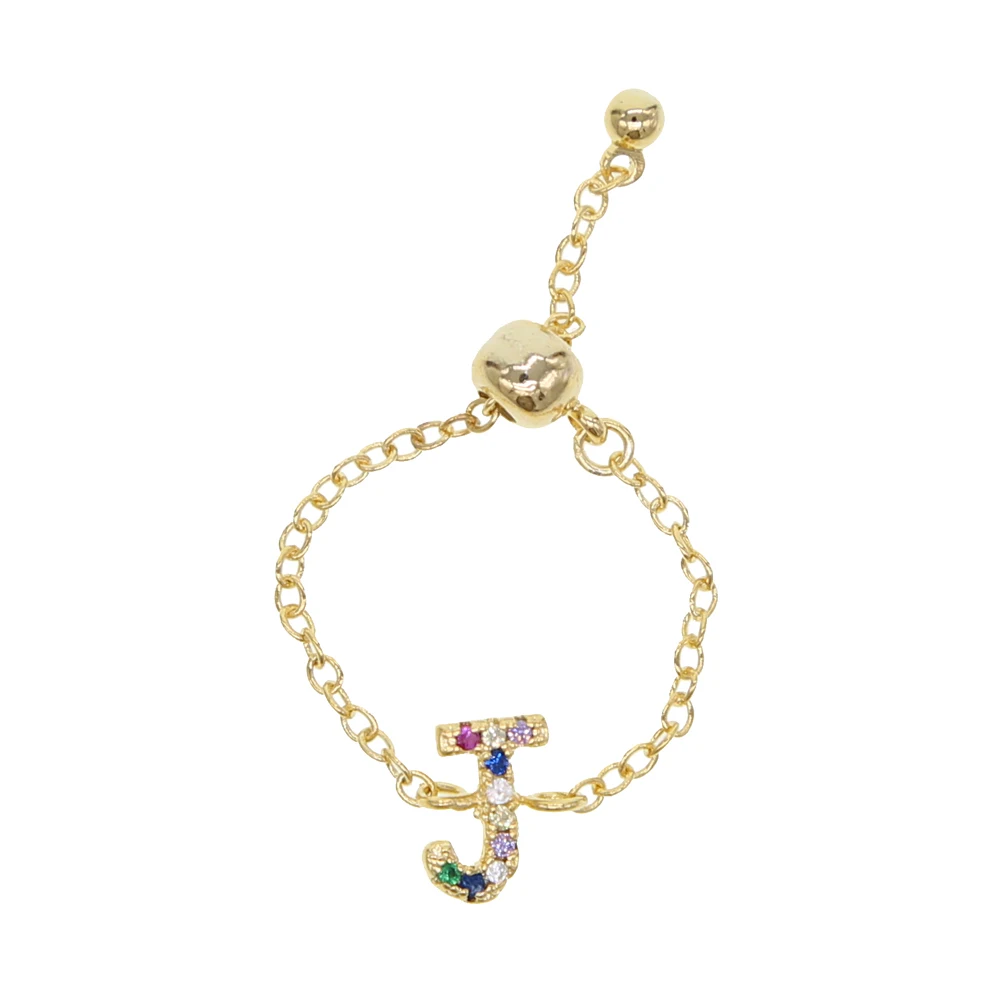 

Plain gold color adjust chain ring with 26 initial letter wedding rings