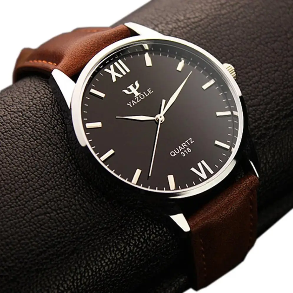 Relogio Masculino роскошные модные кожаные мужские s Стеклянные Кварцевые аналоговые наручные часы фосфоресцирующие часы мужские часы из