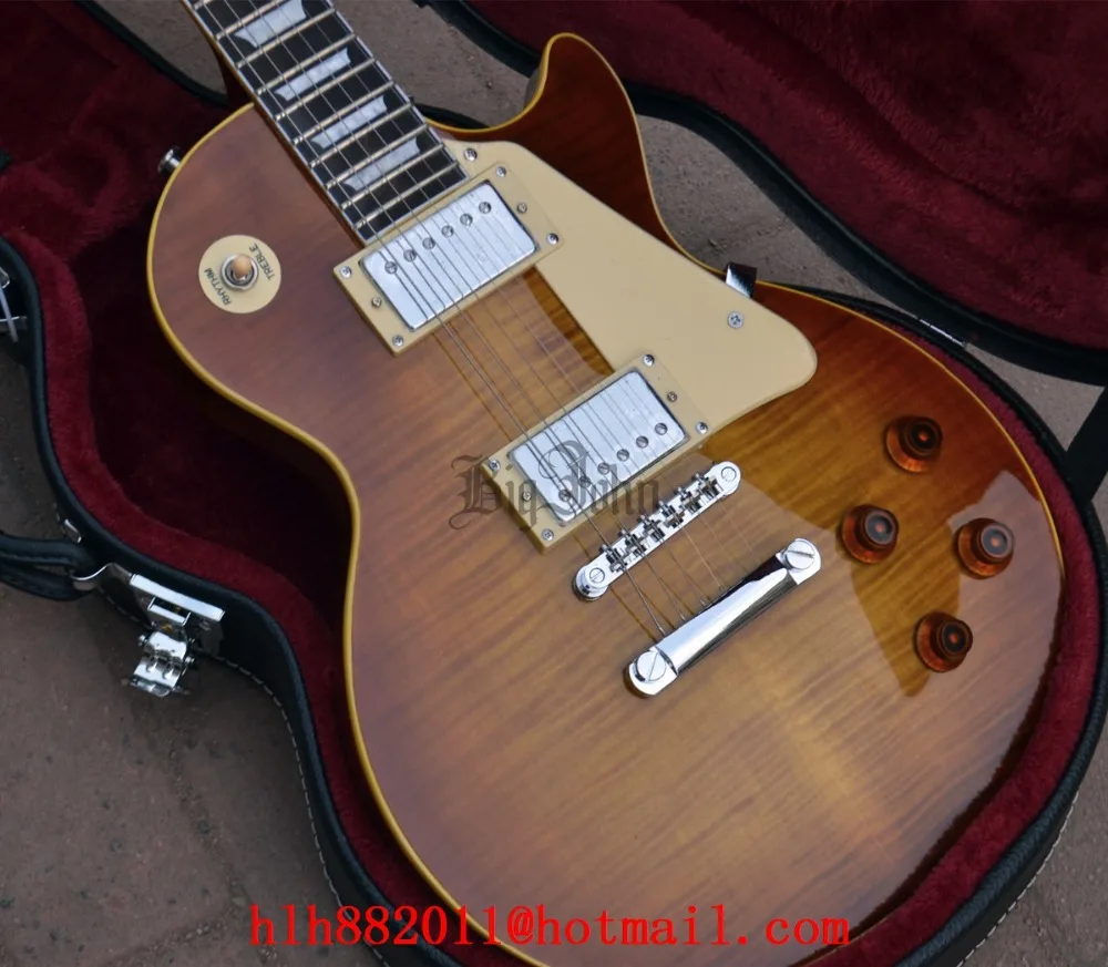 

BJ Style Electric Guitar ,Smoky Color Flame Maple Top Mahogany Body Guitar Chrome Hardware BJ-156