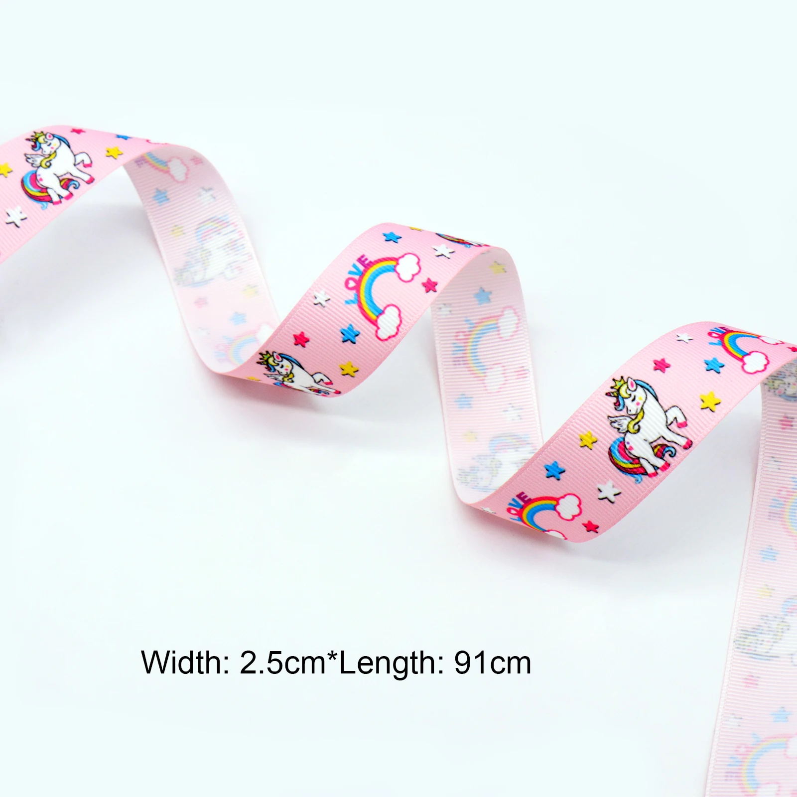 (25mmx1Yard) Printed Unicorn Grosgrain Ribbon Handmade DIY Accessories Gift Wrapping For Wedding Birthday Unicorn Party Decor